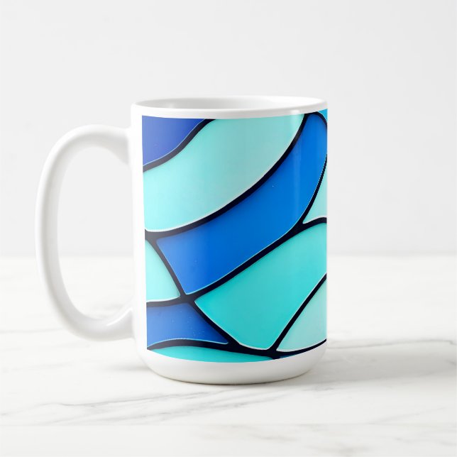 Caneca De Café Ondas Teais de Vidro (Esquerda)