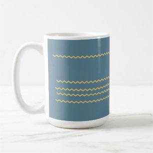 Caneca De Café Ondas Teal Dourado