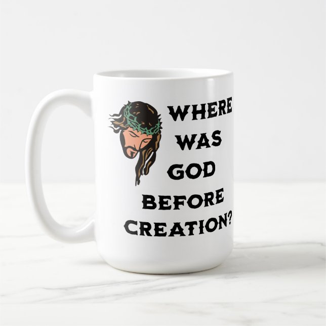 Caneca De Café Onde Deus Estava Antes Da Criação. Religioso (Esquerda)