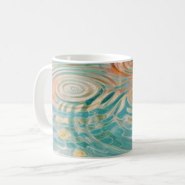 Caneca De Café Ondulações de Tranquilidade Harmonia Abstrata da Á (Frente Esquerda)