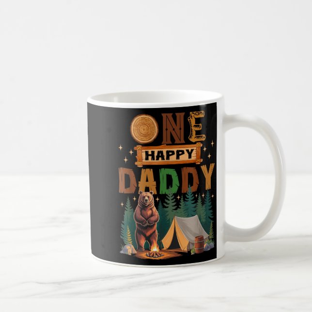 Caneca De Café One Happy Daddy Camper 1st Birthday Camng Bear  (Direita)