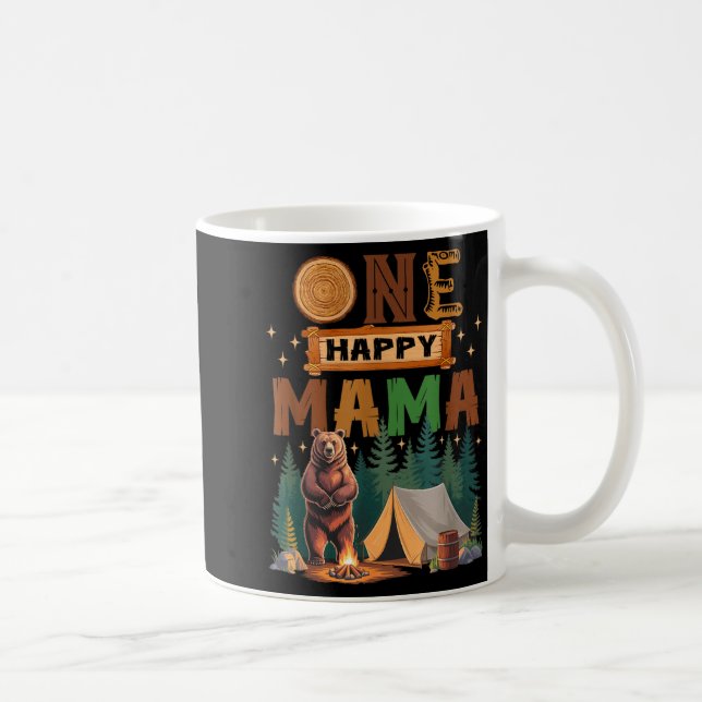 Caneca De Café One Happy Mama Camper 1st Birthday Camng Bear  (Direita)
