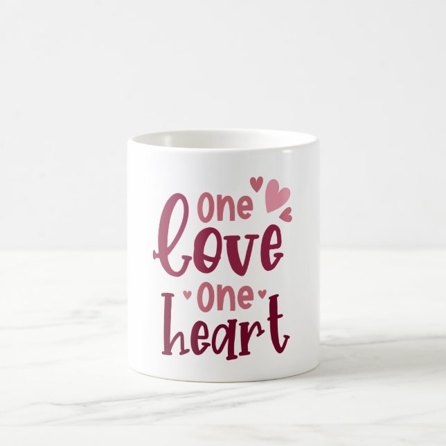 Caneca De Café One Love One Heart Valentines Typography (Centro)