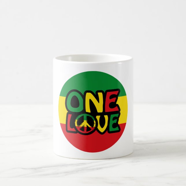 Caneca De Café One Love, Reggae design com cores reggae (Centro)