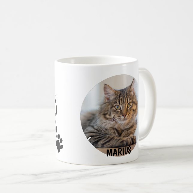 Caneca De Café One Photo Best Cat Dad Ever Pet Paw Prints (Frente Esquerda)