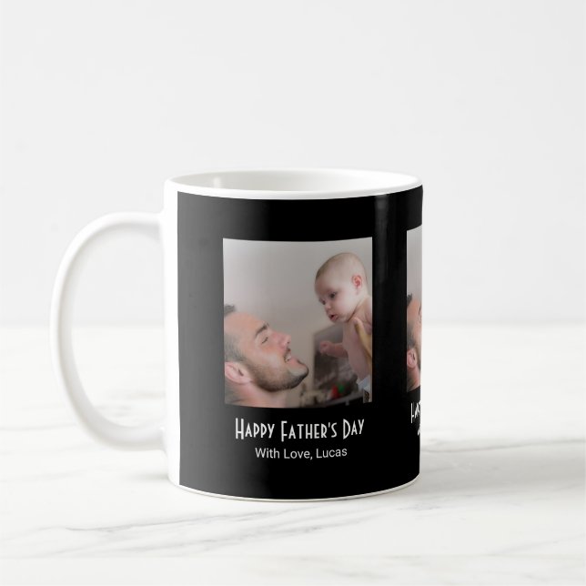 Caneca De Café One Photo Happy Father's Day Black White (Esquerda)