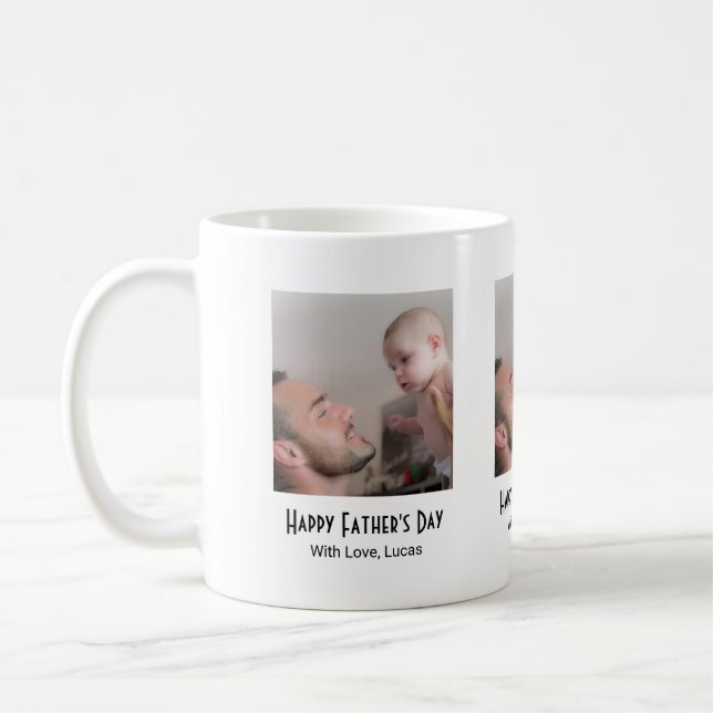 Caneca De Café One Photo Happy Father's Day Black White (Esquerda)