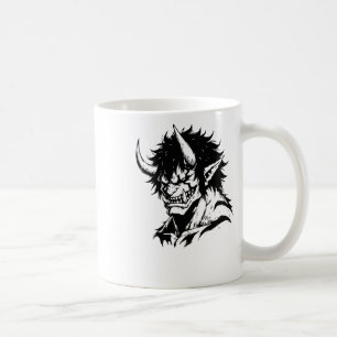 Caneca De Café Oni Yokai Japonês Outline Portrait Sticker