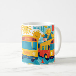 Caneca De Café ônibus escolar amarelo clássico cheio de crianças 