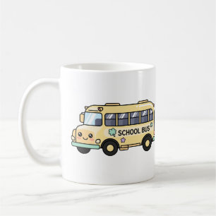 Caneca De Café Ônibus Escolar Amarelo Kawaii Agradecimento à Prof