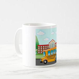 Caneca De Café Ônibus Escolar E Condutor