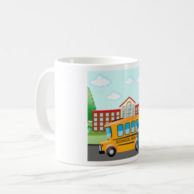Caneca De Café Ônibus Escolar E Condutor (Frente Esquerda)