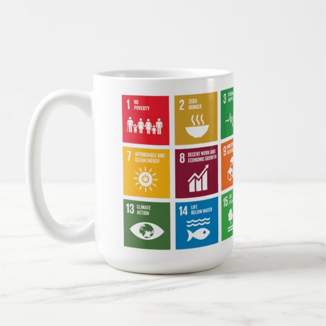 Caneca De Café ONU 17 Objetivos de Desenvolvimento Sustentável Mu (Esquerda)