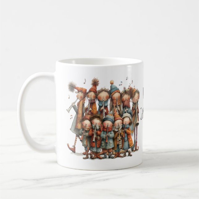 Caneca De Café Onze gaitas tocando Natal caprichoso 11oz (Esquerda)