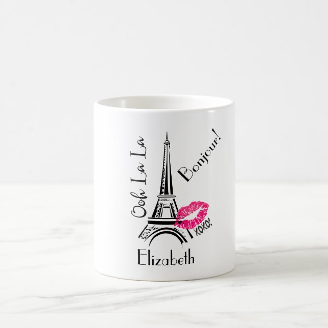 Caneca De Café Ooh La La Paris Eiffel Tower com Lábios rosa (Centro)