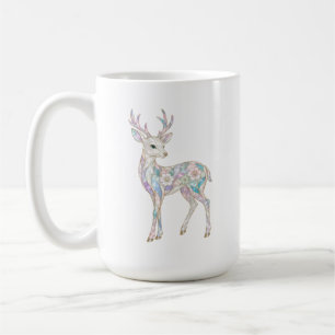 Caneca De Café Opala Pérola Floral Flor de Veado Pastel Iridescen