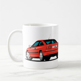 Caneca De Café Opel Calibra vermelho frente e trás