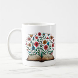 Caneca De Café Open Book Flower Classic