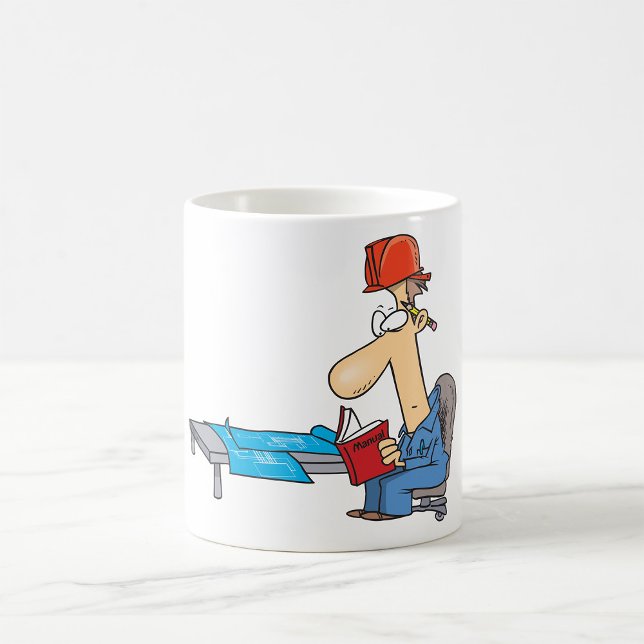 Caneca De Café Operário da Construção Lendo Manual (Criador carregado)