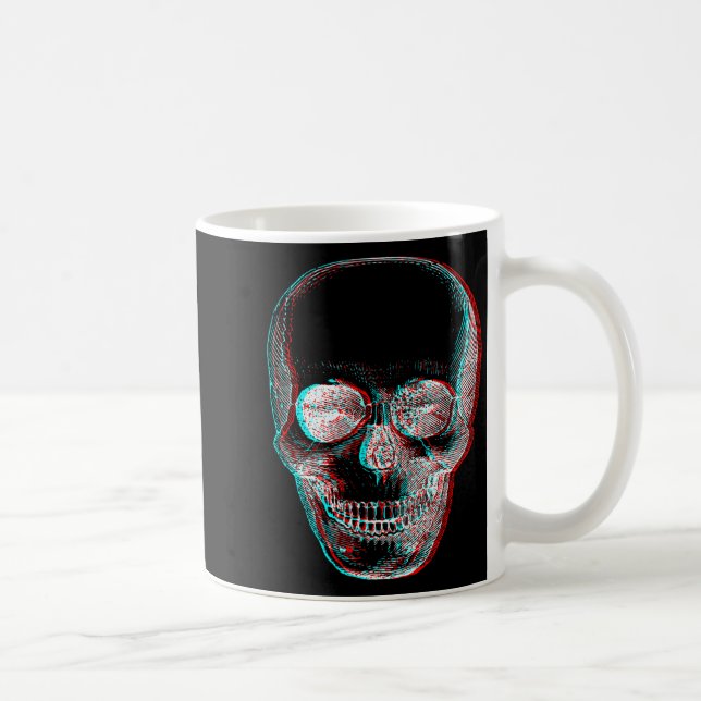Caneca De Café Optical Illusion Halloween Skeleton Skull  (Direita)