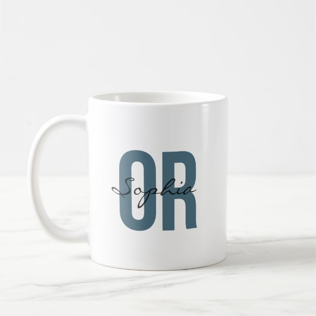 Caneca De Café OR Nurse Personalized Name Bold Typogrphy (Esquerda)