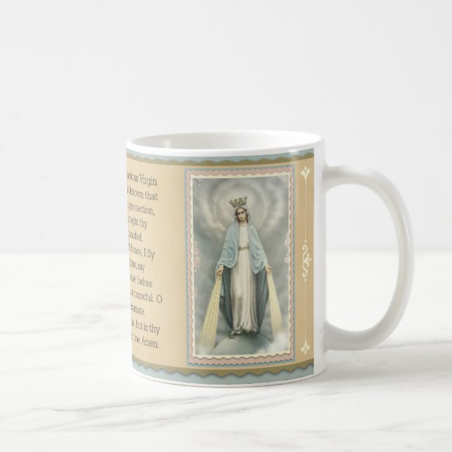 Caneca De Café Oração abençoada de Memorare da Virgem Maria (Direita)