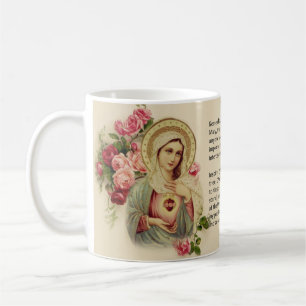 Caneca De Café Oração abençoada de Memorare dos rosas da Virge