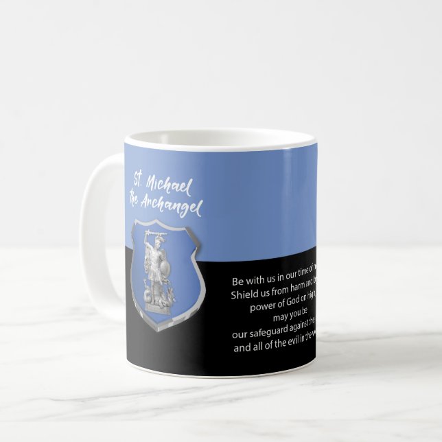 Caneca De Café Oração ao Arcanjo São Miguel Pensando em Você (Frente Esquerda)