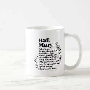 Caneca De Café Oração Ave Maria Floral Mariana Cristã Mãe Ab