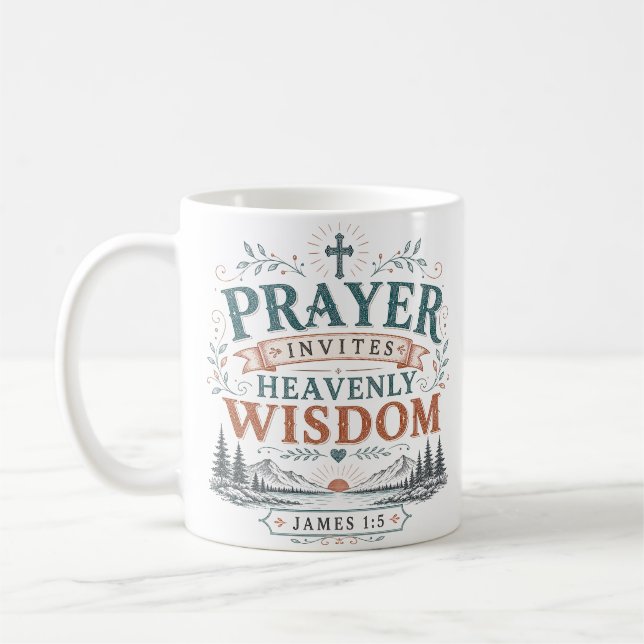 Caneca De Café Oração Convida Sabedoria Celestial Citação Cristã (Esquerda)
