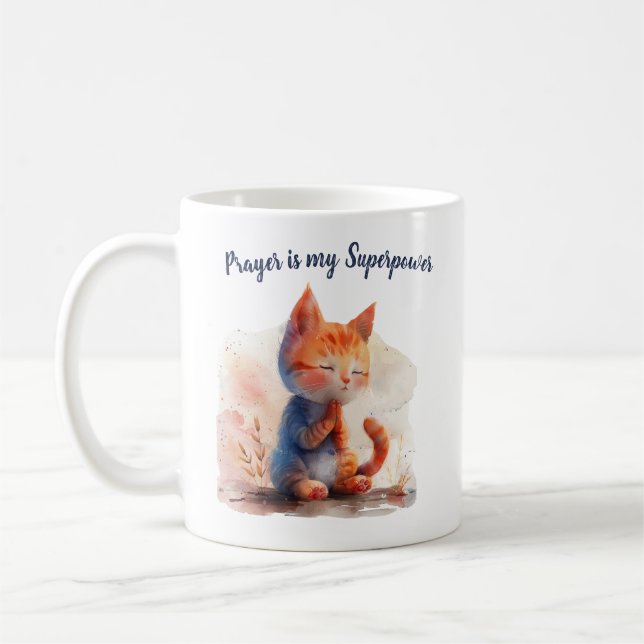 Caneca De Café Oração de Gatinhos Fofos é Meu Superpoder (Esquerda)