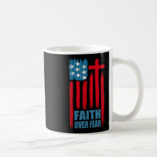 Caneca De Café Oração Fé Sobre o Medo Orgulho América Bandeira do