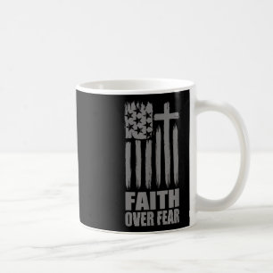 Caneca De Café Oração Fé Sobre o Medo Orgulho América Bandeira do