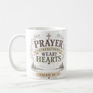Caneca De Café Oração Fortalece Corações Cansados Citação Cristã