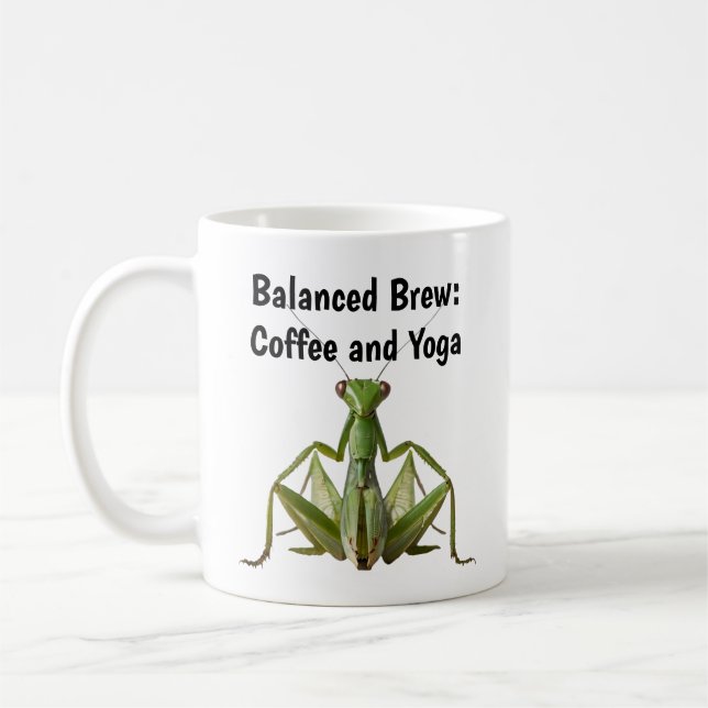 Caneca De Café Oração Verde Mantis Yoga Personalizada (Esquerda)