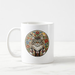 Caneca De Café Oráculo da Manhã: Gato Siberiano Arte Folclórica B
