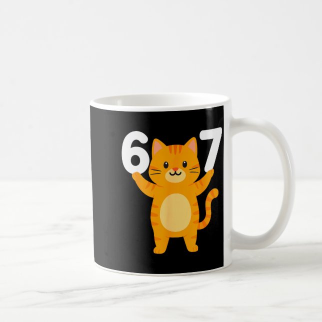 Caneca De Café Orange Cat 67 Meme Six Seven Funny Cat Lover  (Direita)