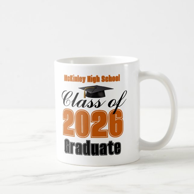 Caneca De Café Orange Class of 2026 Graduation Keepsake (Direita)