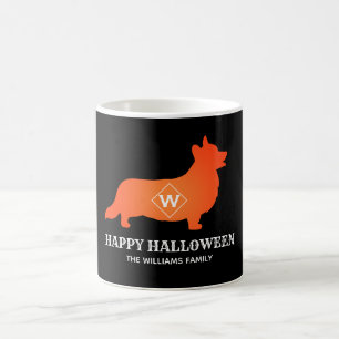 Caneca De Café Orange Corgi Happy Halloween Family