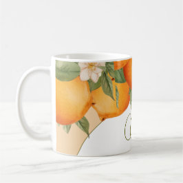 Caneca De Café Orange Floral Citrus Modern Personal Business