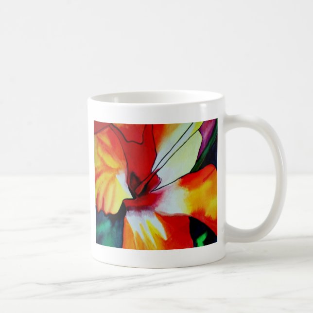 Caneca De Café Orange Hibiscus flor tropical aquarela (Direita)