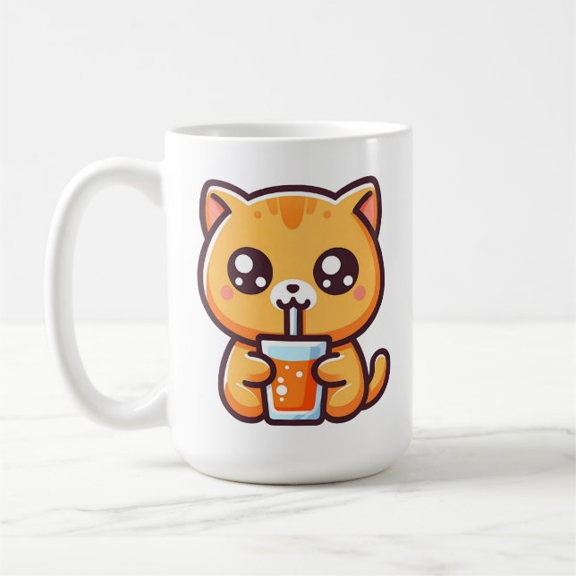 Caneca De Café Orange Katze trinkt Orangensaft (Esquerda)