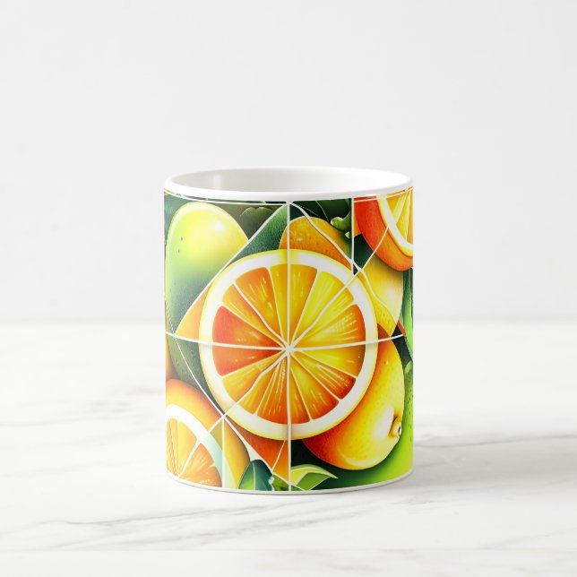 Caneca De Café Orange Lemon Botanical Citrus Geometric (Centro)