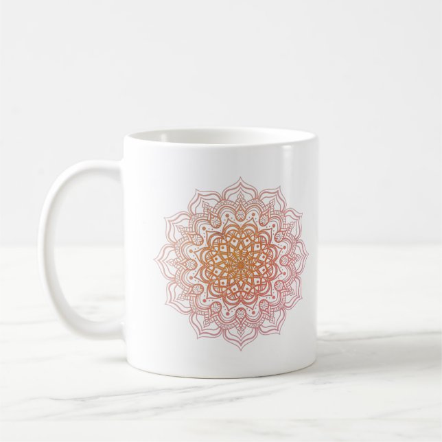 Caneca De Café Orange Mandala (Esquerda)