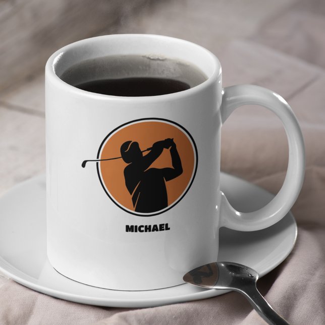 Caneca De Café Orange Mens Golf Silhout (Criador carregado)