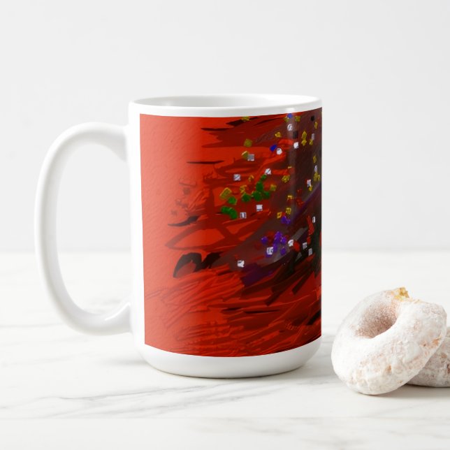 Caneca De Café Orange Moon Landscape (Com Donut)