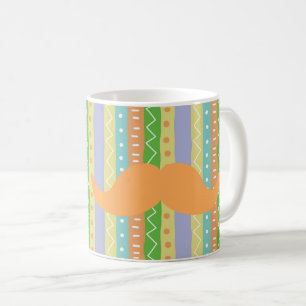 Caneca De Café Orange Mustache Fiesta Green Yellow Divertido Seño