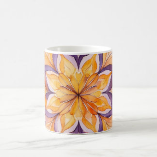 Caneca De Café Orange & Purple Watercolor Floral Mandala