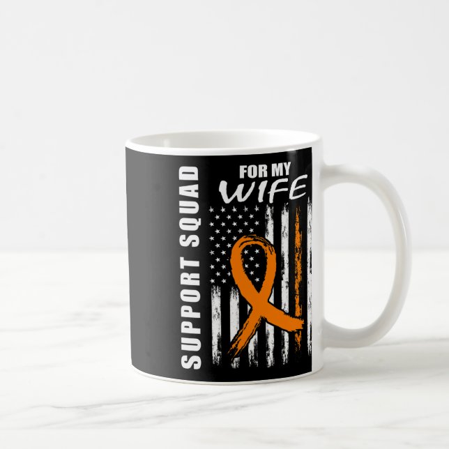 Caneca De Café Orange Ribbon Wife Leukemia Awareness Usa Flag Can (Direita)