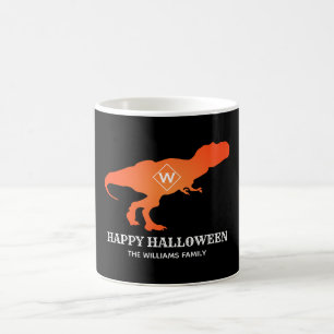 Caneca De Café Orange T Rex Happy Halloween Customer Family Name